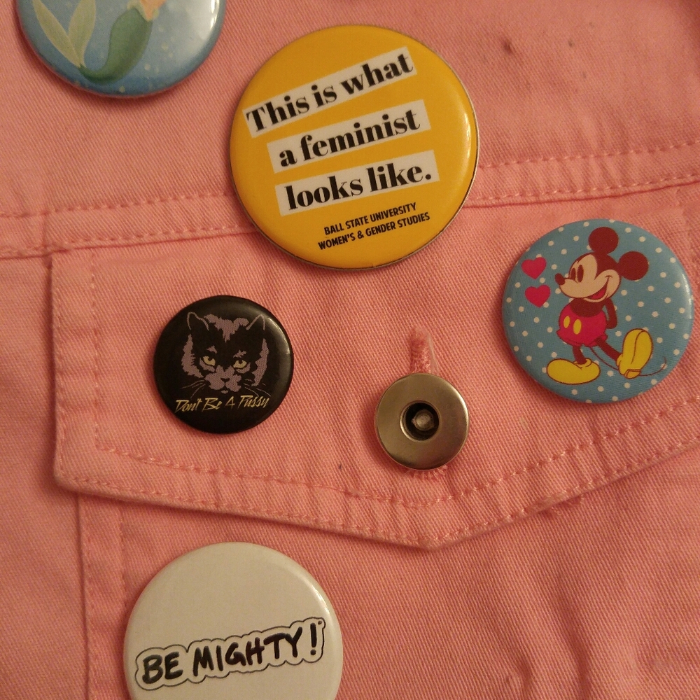 Women's Pink Denim Jacket with Buttons (Pictured) - Picture 6 of 8